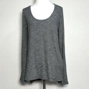J. Crew Women’s Dark Gray Striped Long Sleeve Cotton Modal Knit Shirt Size Large
